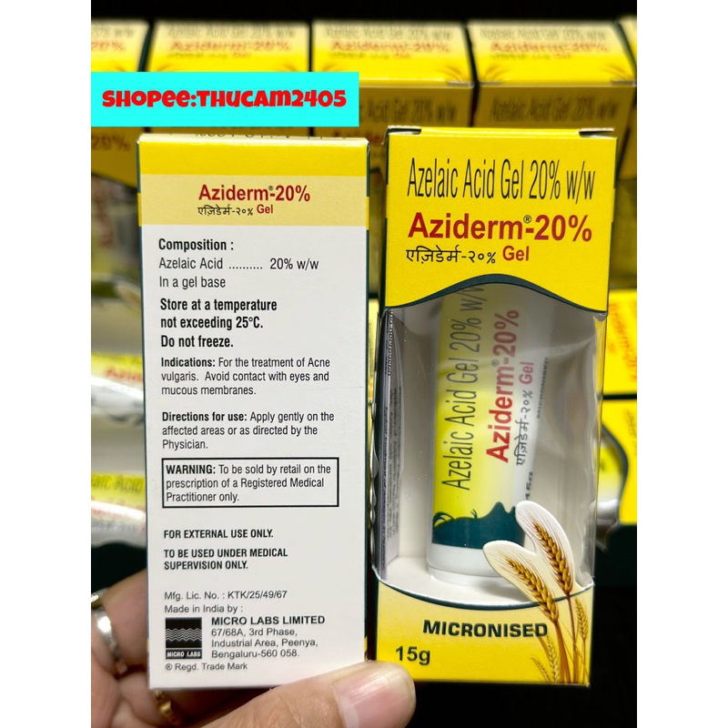 Kem AZIDERM AZELAIC ACID 20% loại bỏ mụn ,thâm mụn GEL