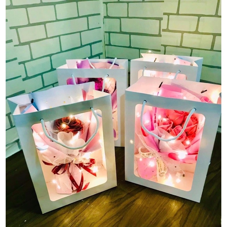 Bó 1- 5 -9 bông hoa sáp/nhũ có đèn phù hợp làm quà tặng các dịp lễ 20/10,20/11