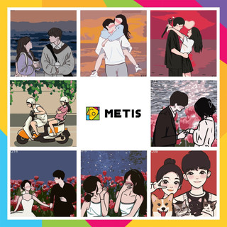 Tranh Số Hóa Cặp Đôi tự tô Metis căng khung sẵn đầy đủ phụ kiện