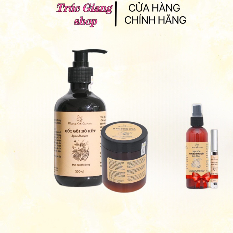 Combo Cốt Gội Và Ủ Xả Bồ Kết Thảo Dược hỗ trợ mọc tóc giảm rụng tóc tặng kèm xịt bưởi và dưỡng mi
