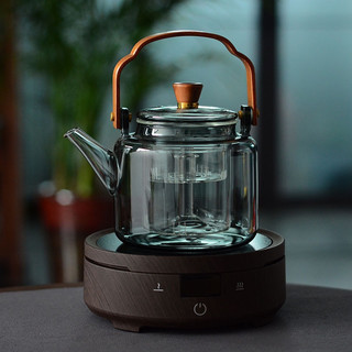 Ấm thủy tinh pha trà quai gỗ có lõi lọc thủy tinh 1000 ml