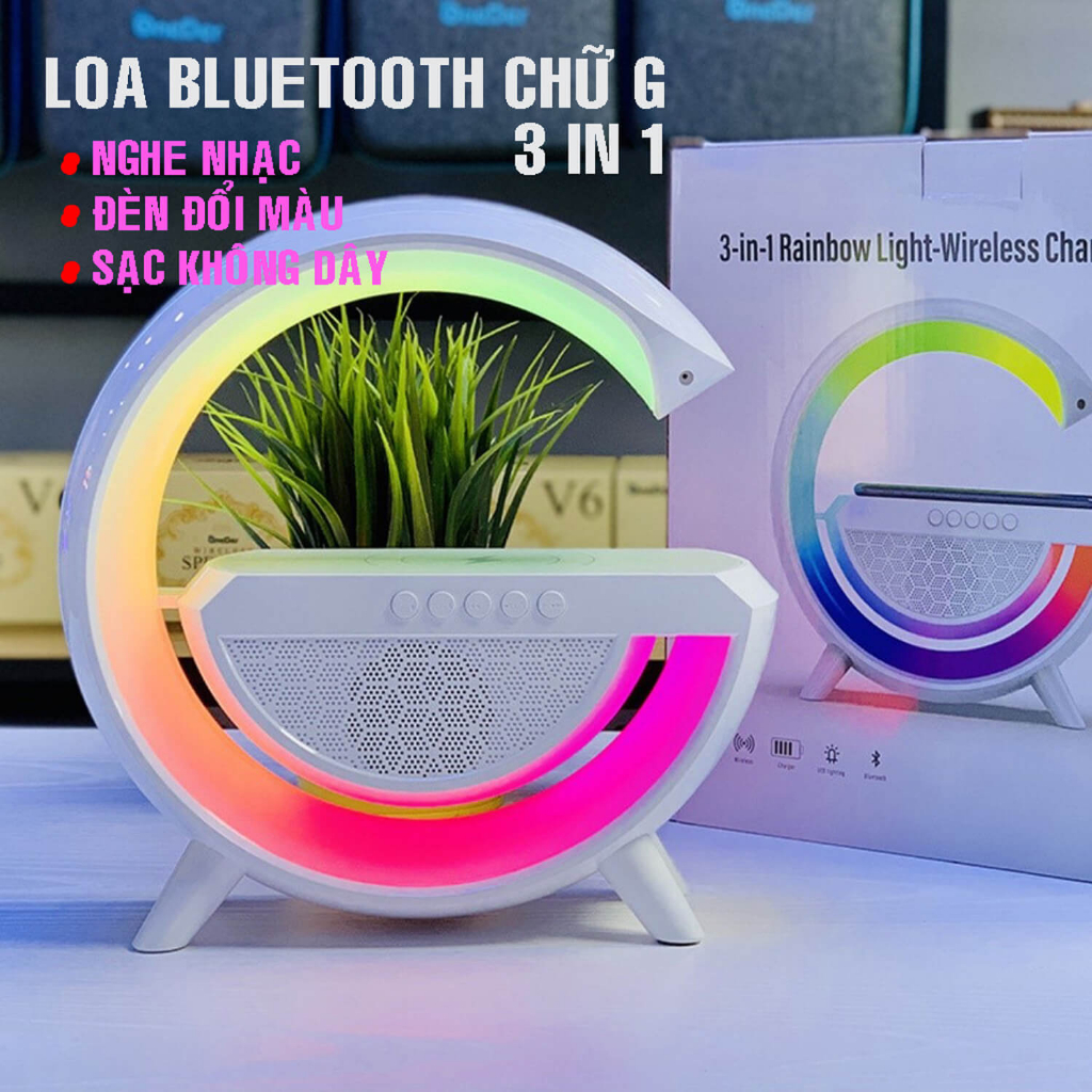 Loa Bluetooth Hỗ Trợ Led RGB và Sạc Nhanh Không Dây , Loa Chữ G Decor Máy Vi Tính Đèn Nháy Theo Nhạc Sang Trọng