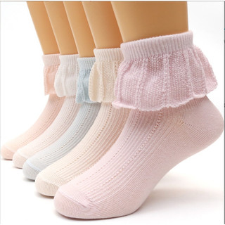 Set 5 đôi tất cotton cổ bèo cho bé gái
