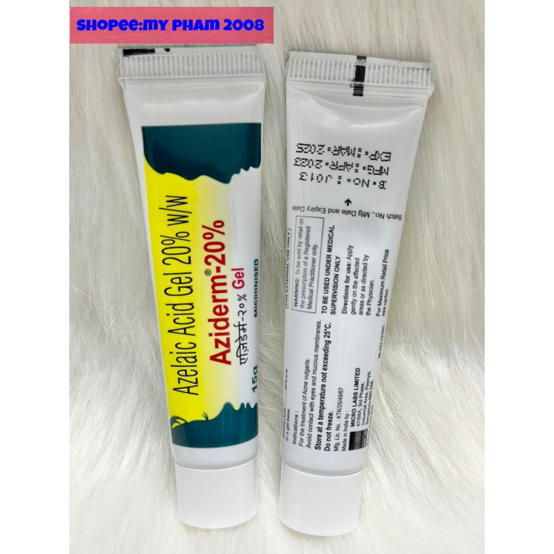 Kem AZIDERM Azelaic 20% GEL loại bỏ mun