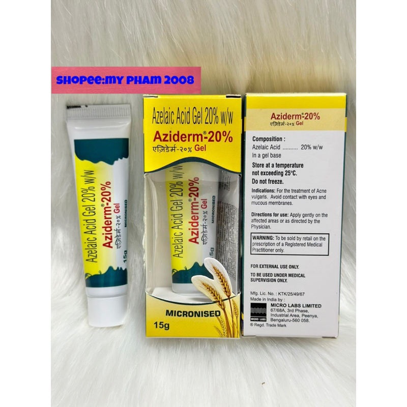 Kem AZIDERM Azelaic 20% GEL loại bỏ mun