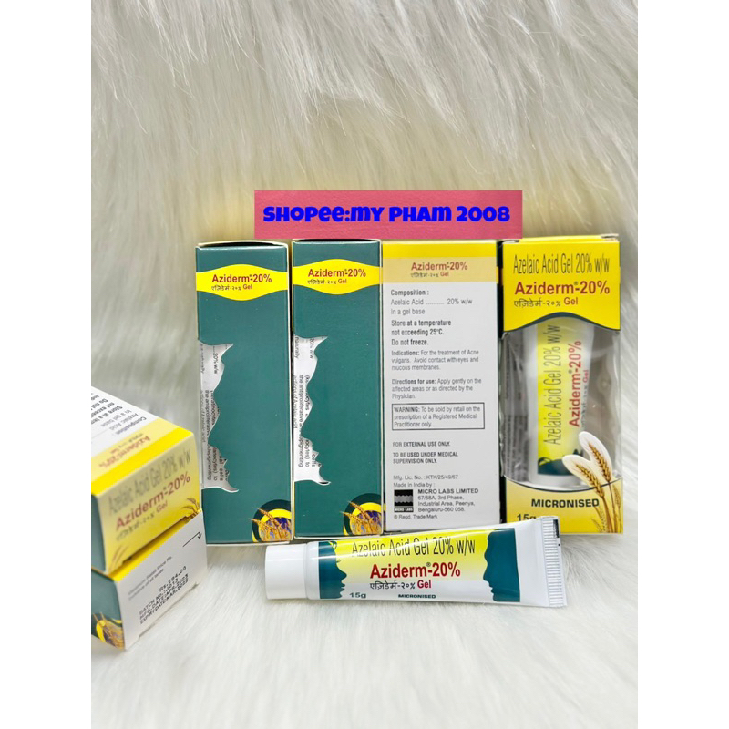 Kem AZIDERM Azelaic 20% GEL loại bỏ mun