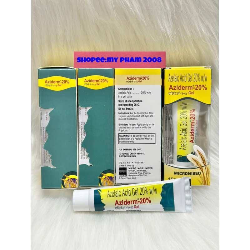 Kem AZIDERM Azelaic 20% GEL loại bỏ mun