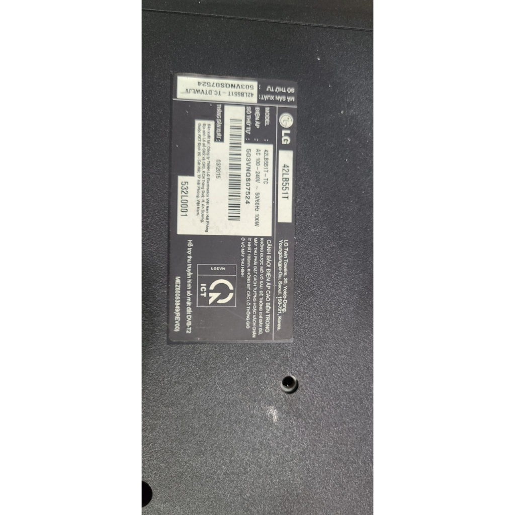 Bo Tcon tivi LG 42in , model 42LB551T, máy hư màn rả bo bán linh kiện