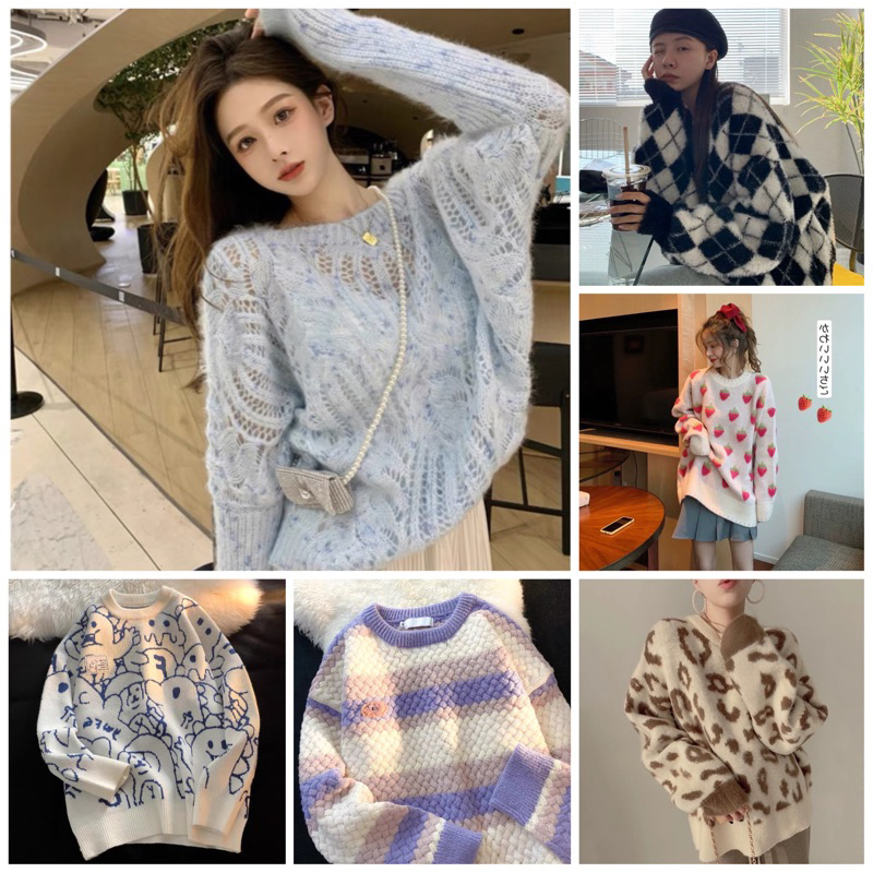 Áo sweeter len kiểu trơn, hoạ tiết hotgirl siêu xinh 2HAND