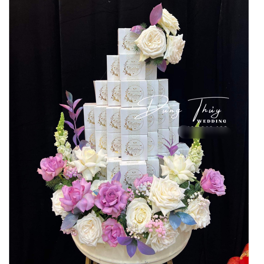 Combo 50-100 Vỏ Hộp Bánh Cốm, Bánh Phu Thê Hình Vuông - Hộp Bánh Cưới Song Hỷ