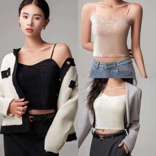 Áo bra nhung Bling Bling cao cấp áo 2 dây có đệm mút