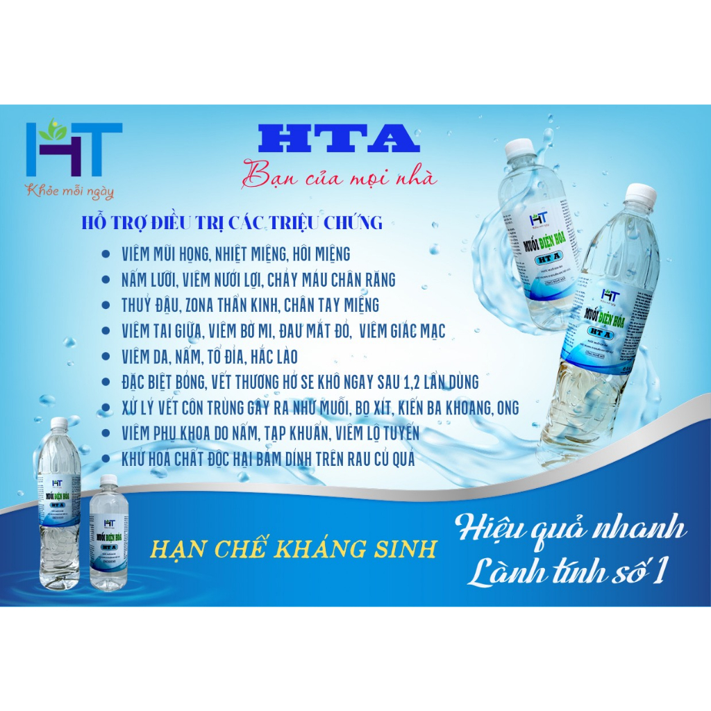 Nước Muối Điện Hóa  Anolyte HTA Dung Tích 1500ml Sát Khuẩn Diệt irut 99,99%