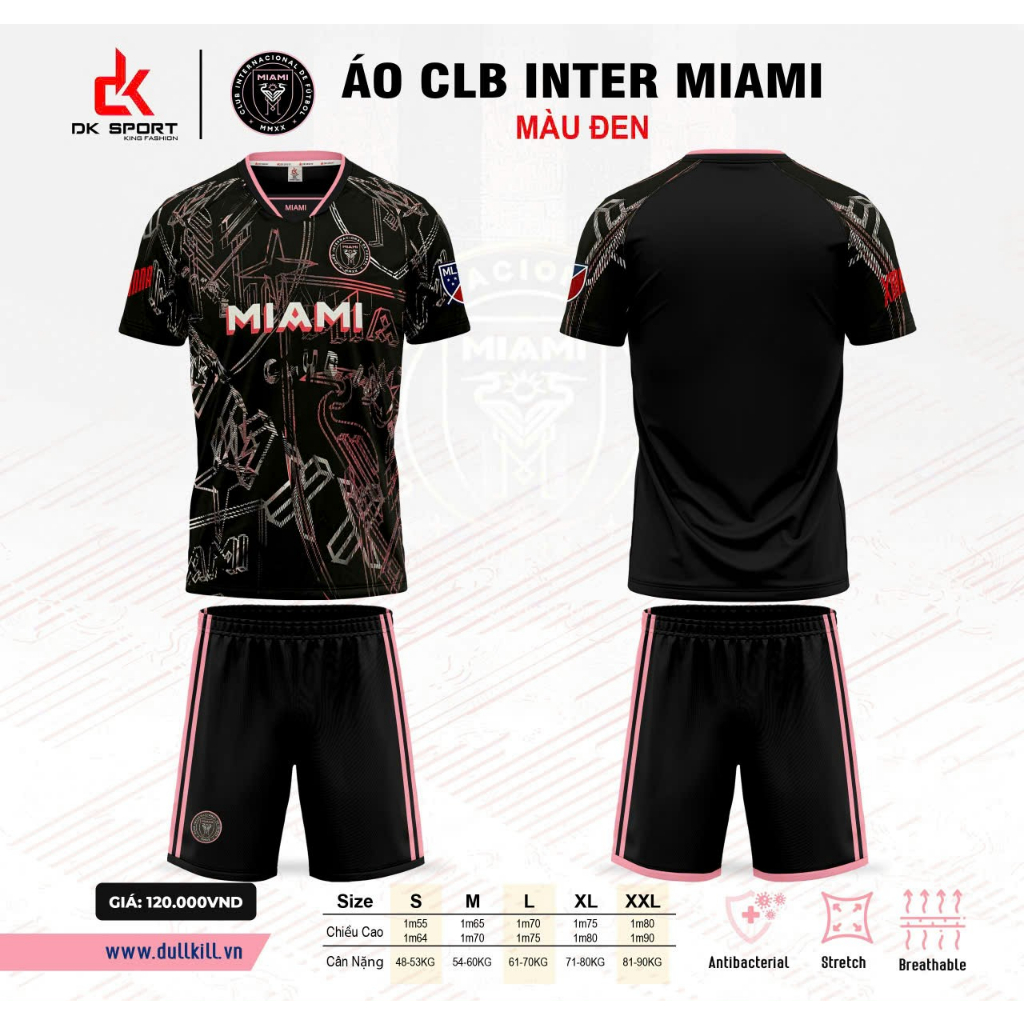 Bộ Quần Áo Đá Banh CLB Inter Miami Màu Đen - Messi