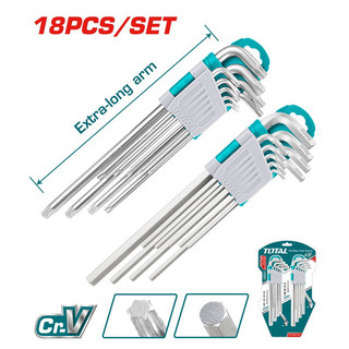 (KKT) Bộ 18 chìa lục giác và lục giác bông TOTAL THT106KT0181