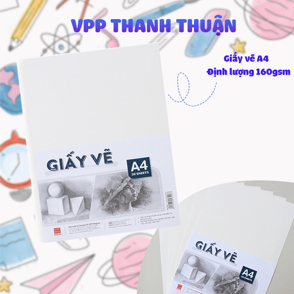 Giấy vẽ A4 Hồng Hà định lượng 160gsm dày 8116