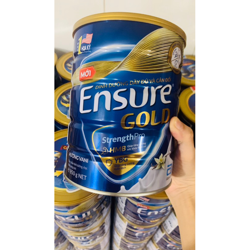 Combo 4 lon Ensure Gold 850g hương vani mẫu mới