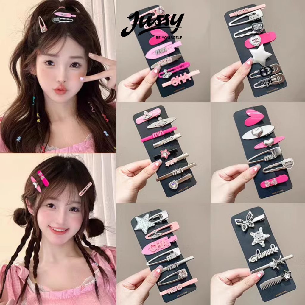 Y2K Set 7 Kẹp Tóc Đính Icon Siêu Hot Jussy Offical Kẹp Tóc Kim Loại Nhiều Mẩu Đẹp Giao Ngẫu Nhiên