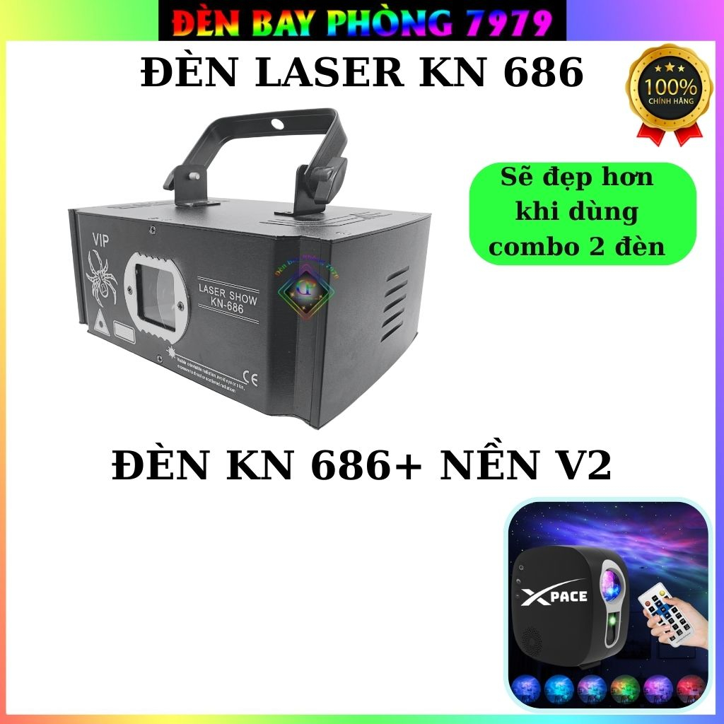 [HÀNG CHÍNH HÃNG] Đèn Laser KN686 VIP Cảm Biến Âm Thanh Với Hơn 1600 Hiệu Ứng 3D Quét Tia, Chiếu Hình, Cảnh Trôi....