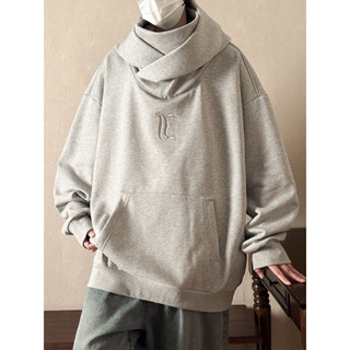 Áo Hoodie nam nữ dài tay cao cổ form rộng basic phối hình hoạ tiết thêu trước ngực , áo hoodie mũ to phong cách Hàn Quốc