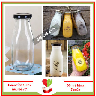 Chai thuỷ tinh đựng nước ép, sữa hạt 200ml 300ml nắp vặn thiếc đựng nước sinh tố trái cây, thực phẩm