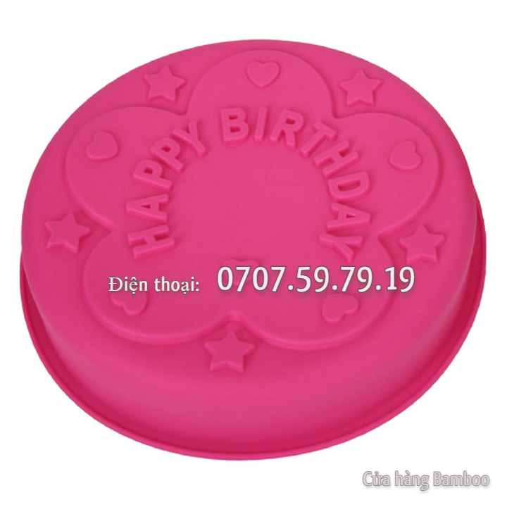Khuôn silicon Happy Birthday hình tròn size 28 cm - Khuôn silicon làm đế bánh, rau câu – Mã số 1012