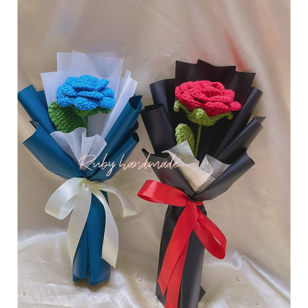 Bó hoa hồng len nhiều màu handmade quà tặng mẹ người yêu bạn bè quà tặng 20/10 8/3 sinh nhật