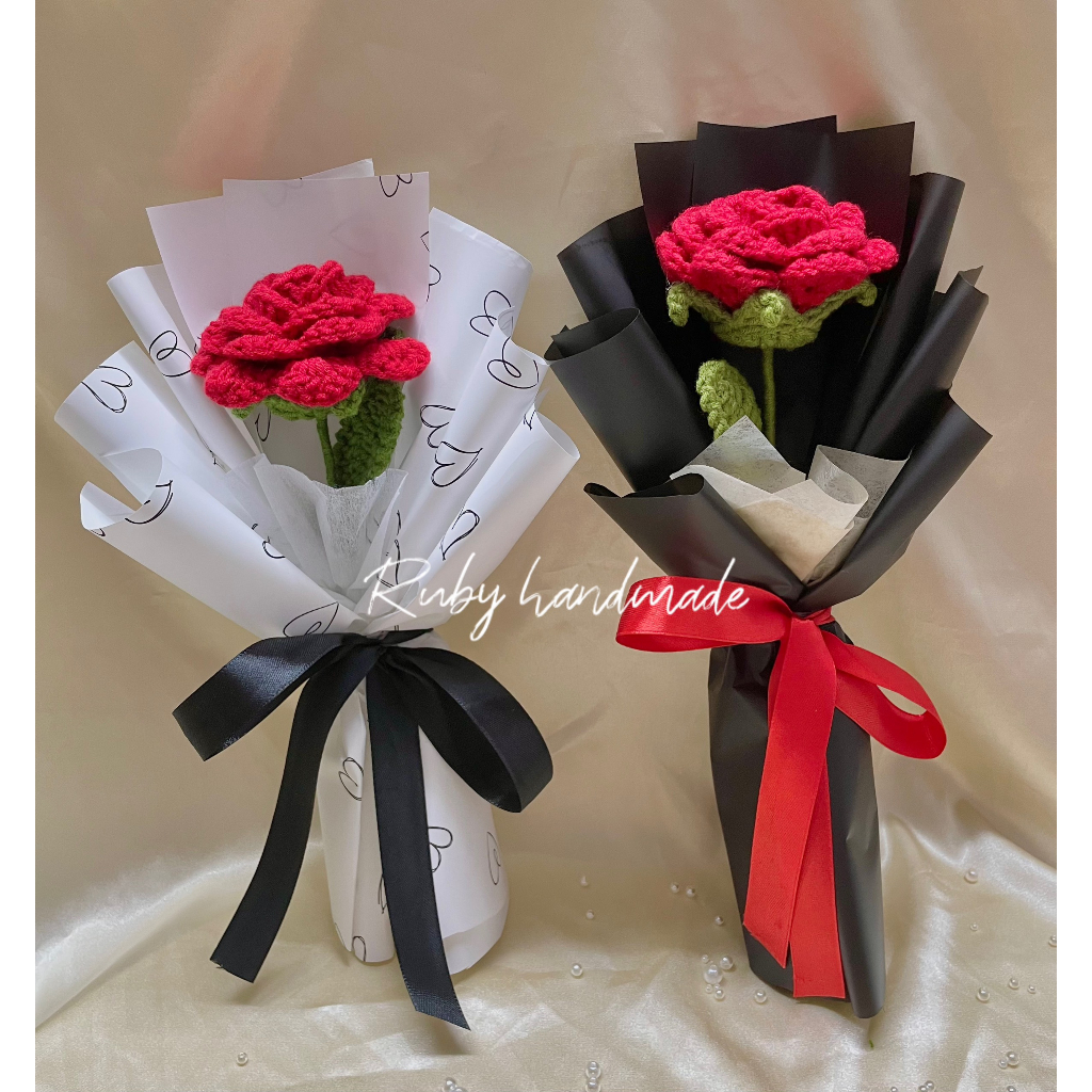 Bó hoa hồng len nhiều màu handmade quà tặng mẹ người yêu bạn bè quà tặng 20/10 8/3 sinh nhật