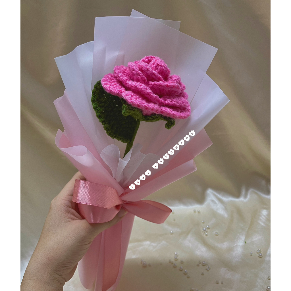 Bó hoa hồng len nhiều màu handmade quà tặng mẹ người yêu bạn bè quà tặng 20/10 8/3 sinh nhật