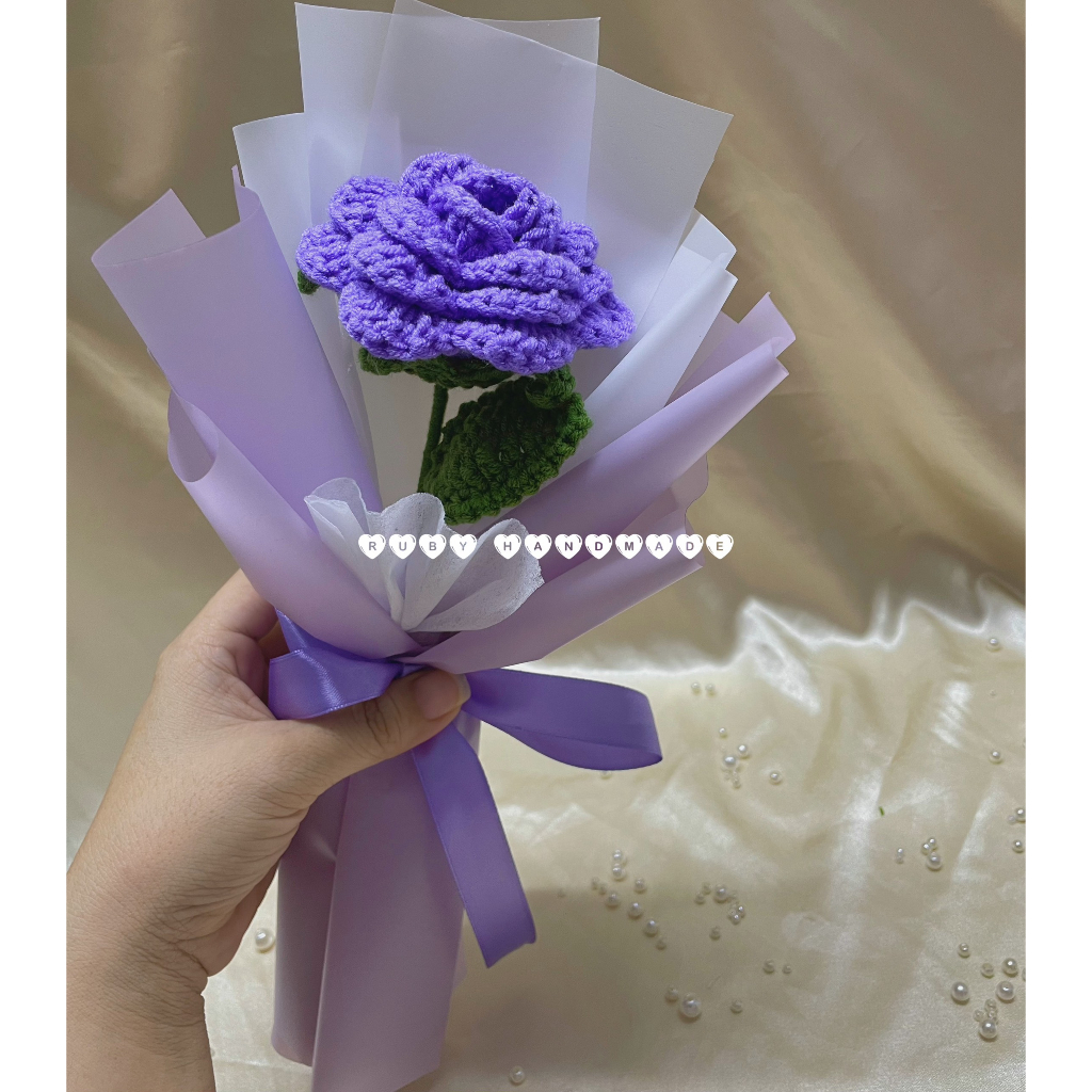 Bó hoa hồng len nhiều màu handmade quà tặng mẹ người yêu bạn bè quà tặng 20/10 8/3 sinh nhật