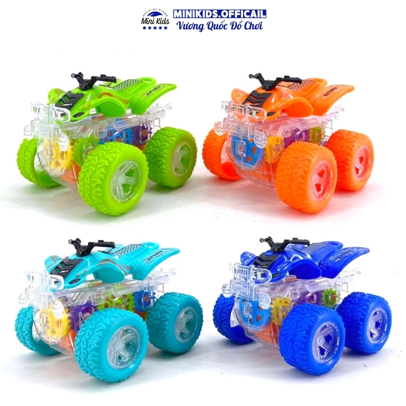 Xe địa hình quán tính phát sáng, xe máy 4 bánh chạy bánh đà có sẵn pin dành cho bé từ 2 tuổi - Đồ chơi MiniKids