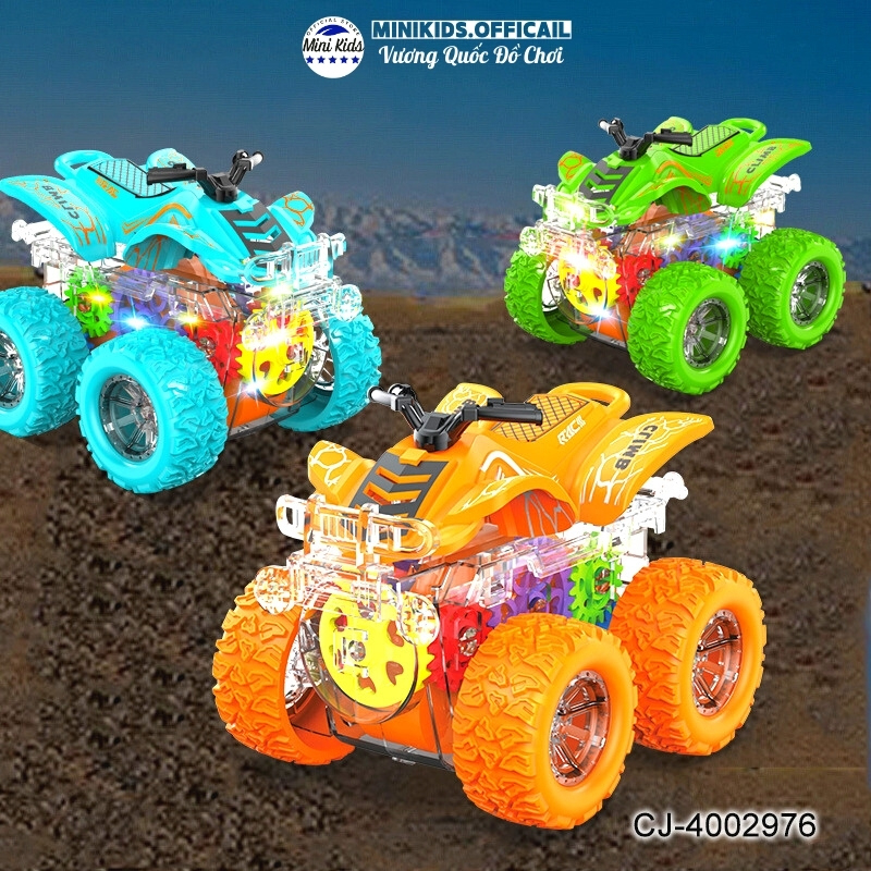 Xe địa hình quán tính phát sáng, xe máy 4 bánh chạy bánh đà có sẵn pin dành cho bé từ 2 tuổi - Đồ chơi MiniKids