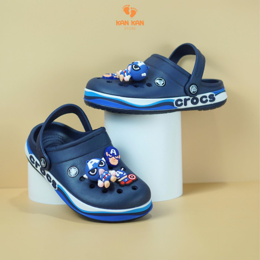 Dép Sục Cho Bé KanKanStore Giày Sục Bé Trai Cross Crocs Siêu Nhân Người Nhện Đi Mưa Siêu Nhẹ Êm Chân KA028