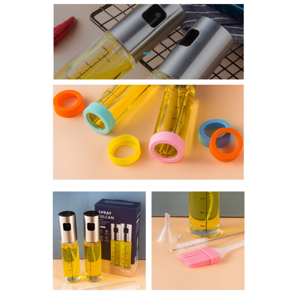 Bình xịt dầu ăn phun sương chai thủy tinh cao cấp 100ml, bình xịt dầu ăn cho nồi chiên không dầu, đồ dùng nhà bếp