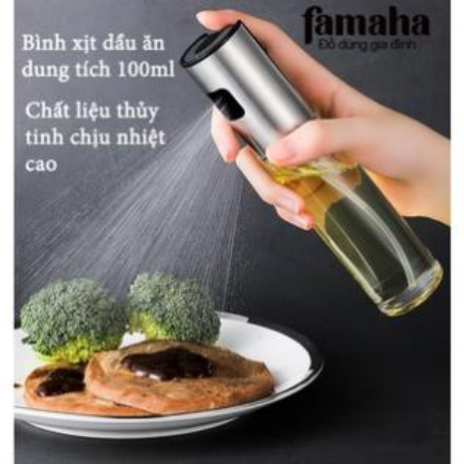 Bình xịt dầu ăn phun sương chai thủy tinh cao cấp 100ml, bình xịt dầu ăn cho nồi chiên không dầu, đồ dùng nhà bếp