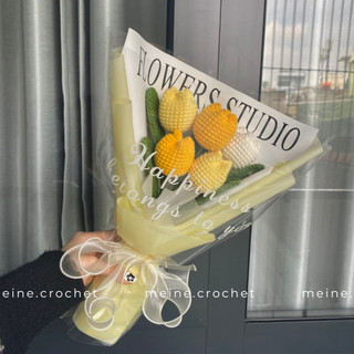 Hoa Tulip Len Gói và kèm thiệp - Màu Vàng
