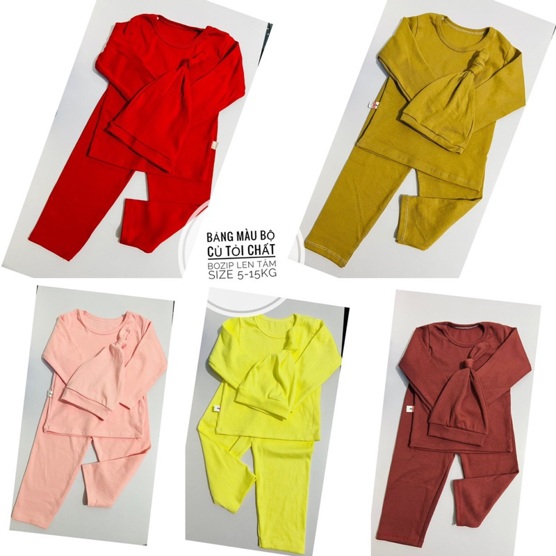 SALE Tặng kèm mũ củ tỏi- bộ quần áo thu đông chất tăm zip cho bé trai bé gái