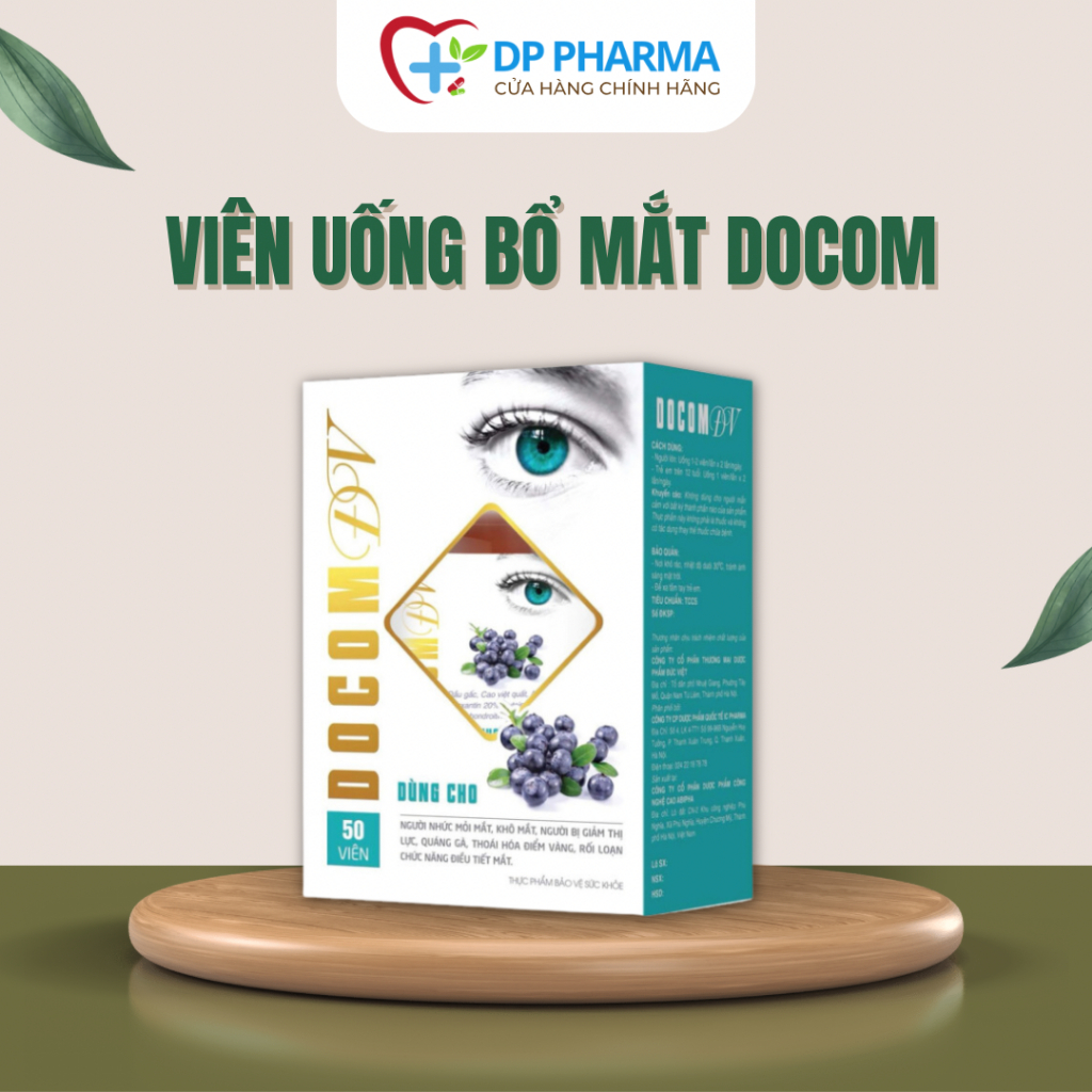 Viên uống bổ mắt Docom lọ 50 viên tăng cường thị lực, giảm lão hóa mắt giúp mắt sáng khỏe, giảm nhức mỏi mắt