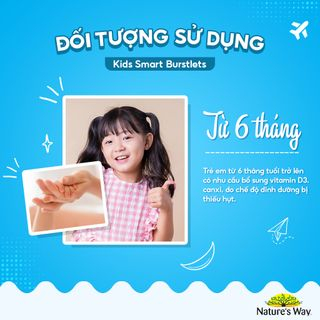 Viên Nhai Cho Bé Nature’s Way Kids Smart Calcium + Vitamin D3 Burstlets Bổ Sung Canxi Phát Triển Chiều Cao - Hộp 50 Viên