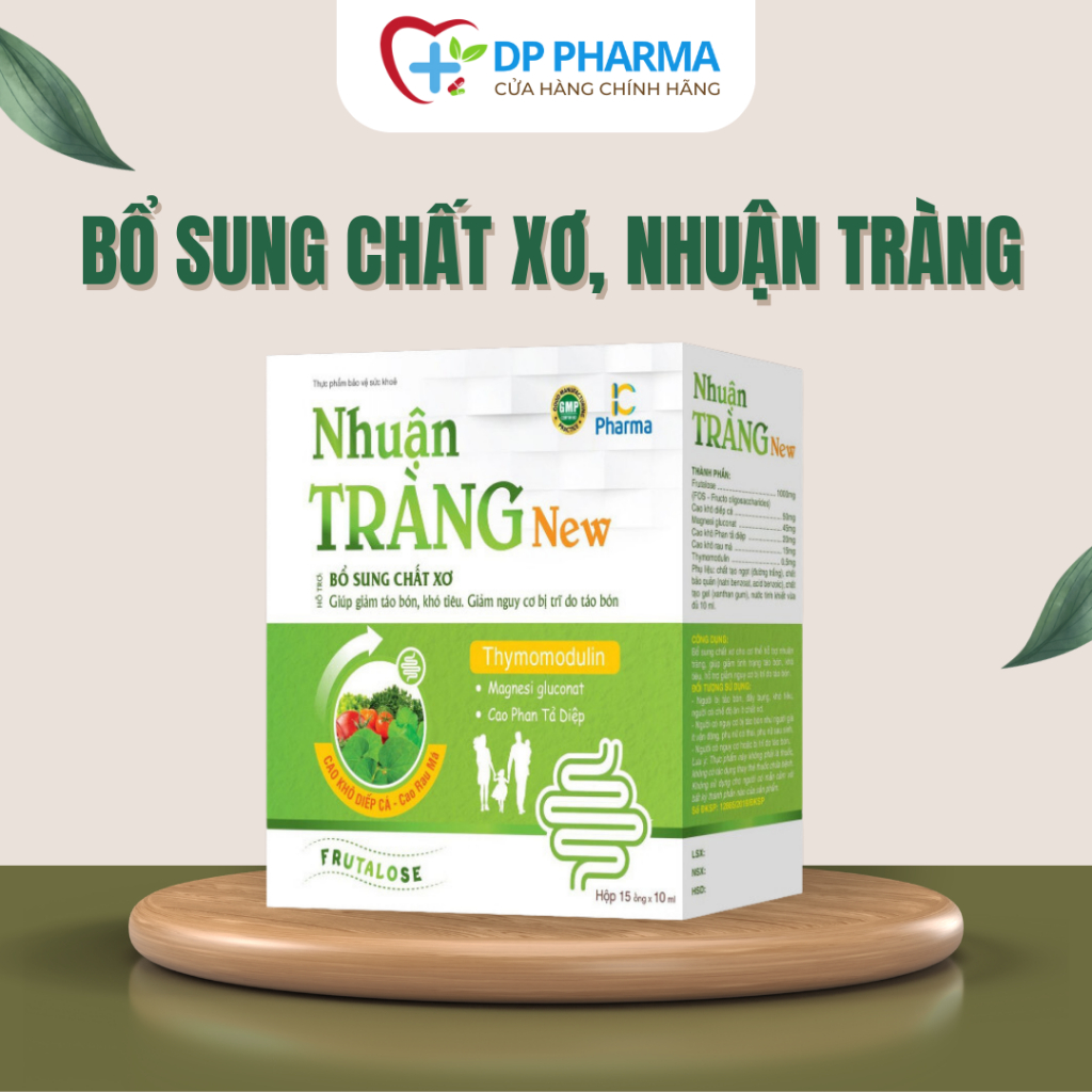 Nhuận tràng New hộp 15 ống 10ml, bổ sung chất xơ, ngừa táo bón, giảm nguy cơ bị trĩ an toàn cho người lớn, trẻ em