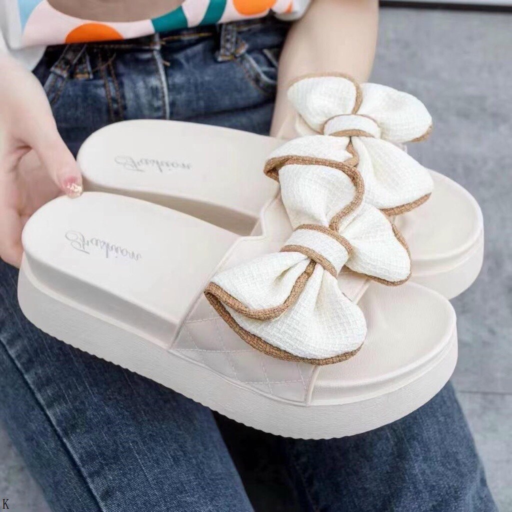 Lainiki Dép Sandal Phối Nơ phong cách Hàn Quốc tôn dáng 5cm chất liệu EVA Cao Cấp JX666