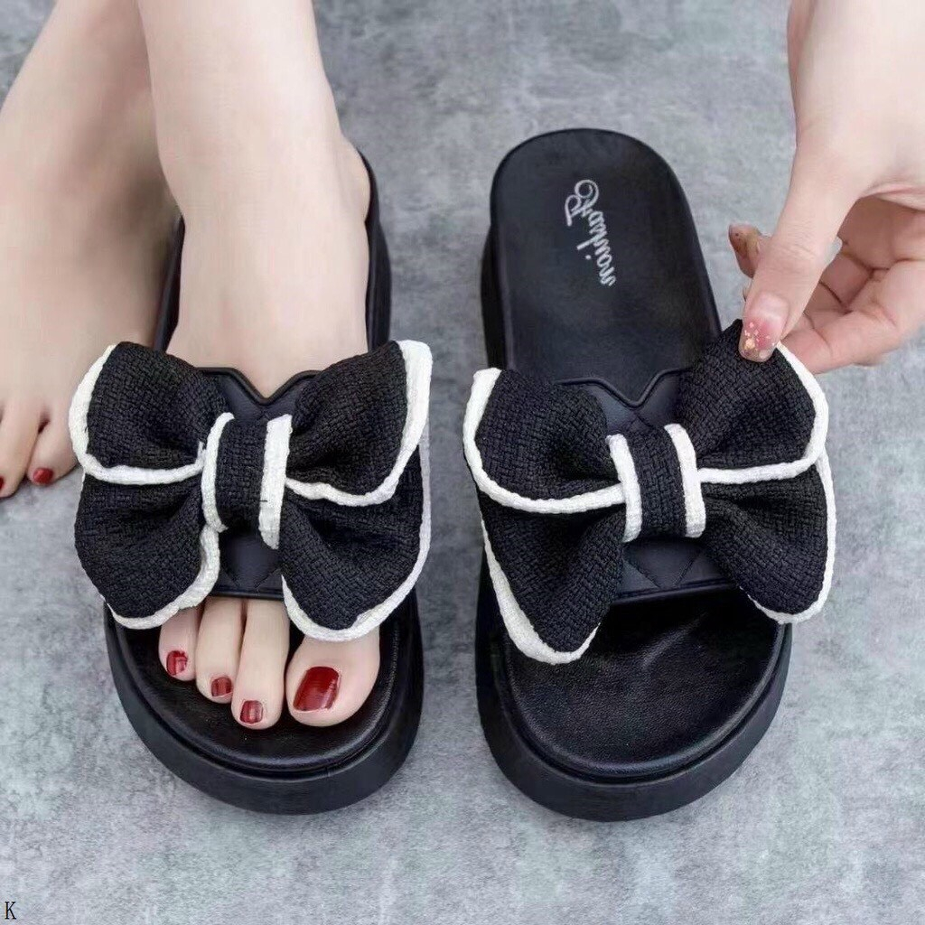 Lainiki Dép Sandal Phối Nơ phong cách Hàn Quốc tôn dáng 5cm chất liệu EVA Cao Cấp JX666