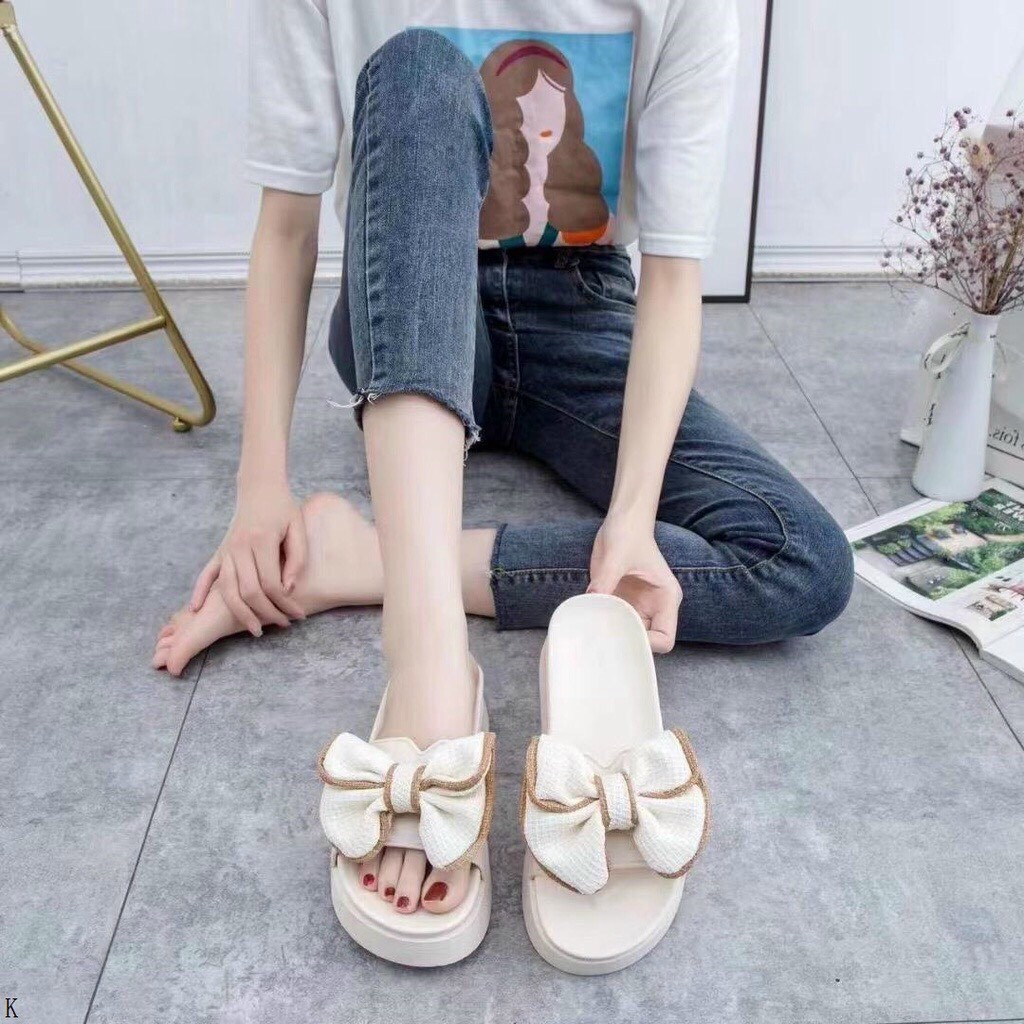 Lainiki Dép Sandal Phối Nơ phong cách Hàn Quốc tôn dáng 5cm chất liệu EVA Cao Cấp JX666