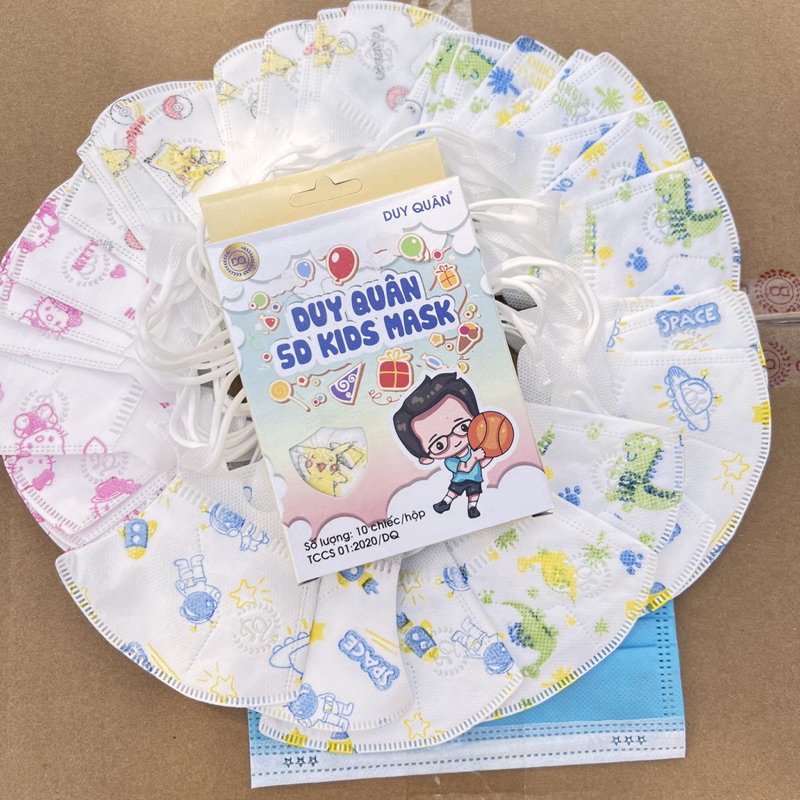 Khẩu Trang 5D Cho Bé 1-5 Tuổi Mix Nhiều Mẫu, Khẩu Trang 5D Cho Bé,Khẩu Trang 5D Duy Quân CAM KẾT CHÍNÃNG