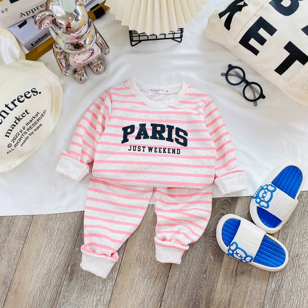 Bộ Quần Áo Thu Đông Nỉ Da Cá, mềm mịn, giữ nhiệt tốt, cho bé trai bé gái BD32