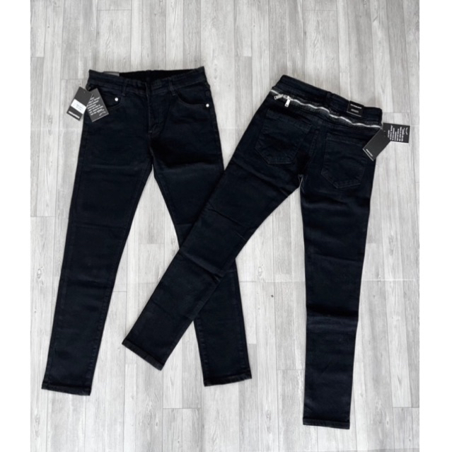 Quần jean bò nam đen trơn DSQ2 phối khoá zip lưng dáng slimfit chất denim hottrend 2023