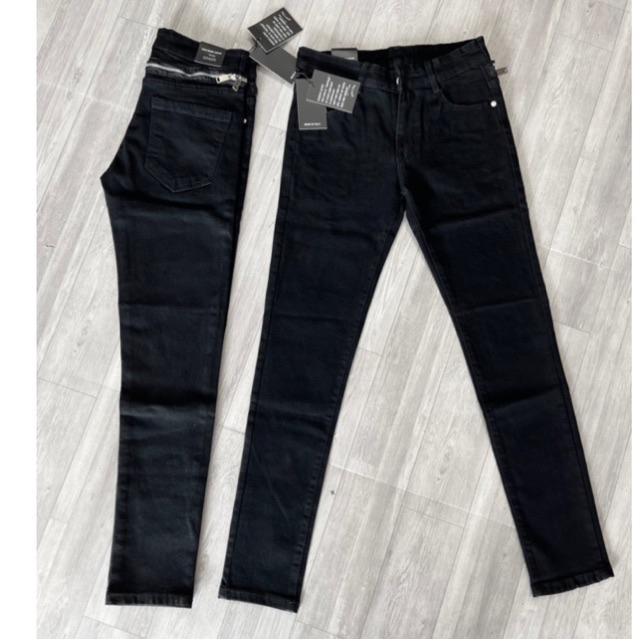 Quần jean bò nam đen trơn DSQ2 phối khoá zip lưng dáng slimfit chất denim hottrend 2023