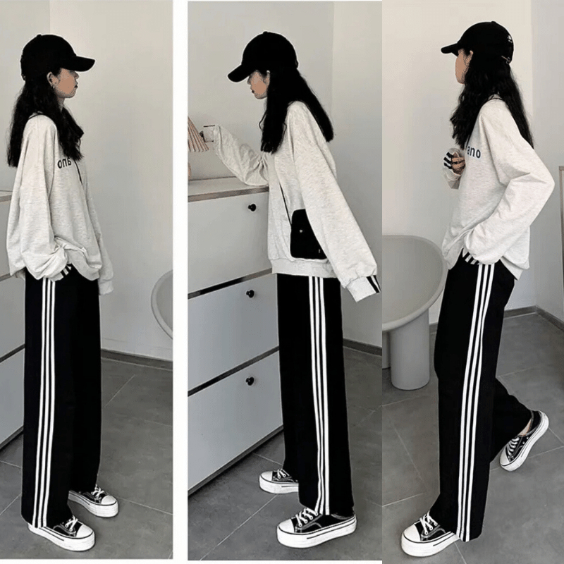 40-105kg Quần 3 sọc Suông Nam Nữ Bigsize phong cách thể thao