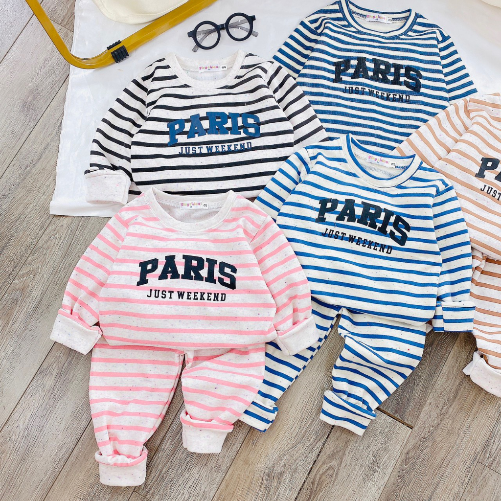 Bộ Quần Áo Thu Đông Nỉ Da Cá, mềm mịn, giữ nhiệt tốt, cho bé trai bé gái BD32