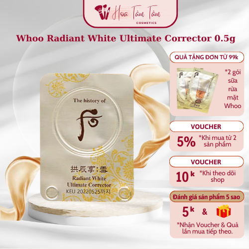 Viên Cao Cho Da Nám Sample Whoo Radiant White Ultimate Corrector mờ sạm nám tàn nhang 0.5g