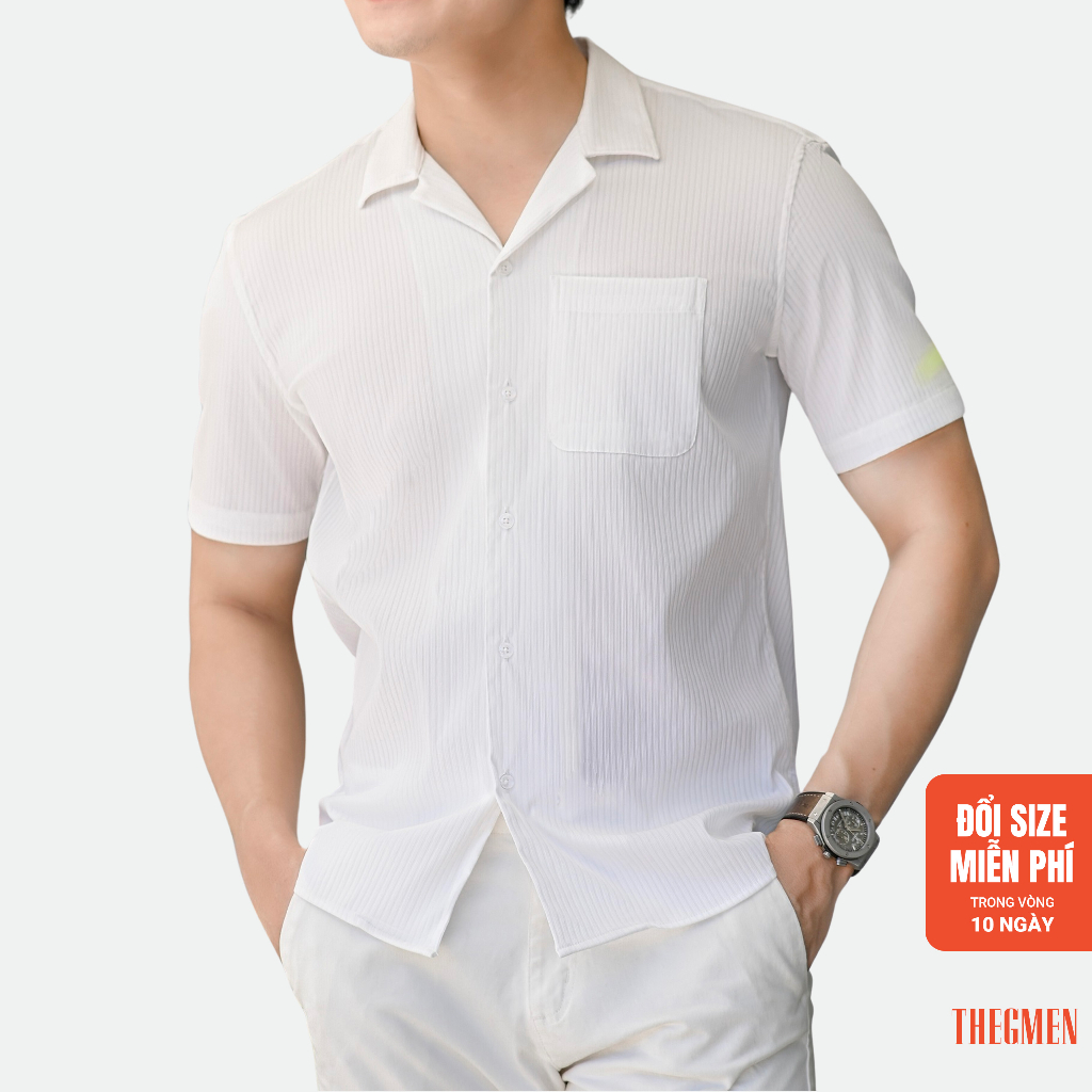 Sơ mi nam ngắn tay S23 CUBAN SHIRT vải oxford, form Slimfit - THE GMEN ELEGANT EST 2017